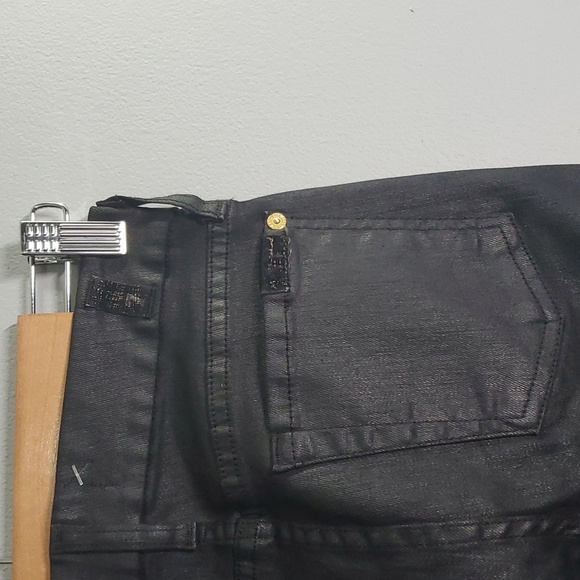 7 for all mankind jeans women's size 00 size 24 black zippered ankle wax… - Picture 12 of 16